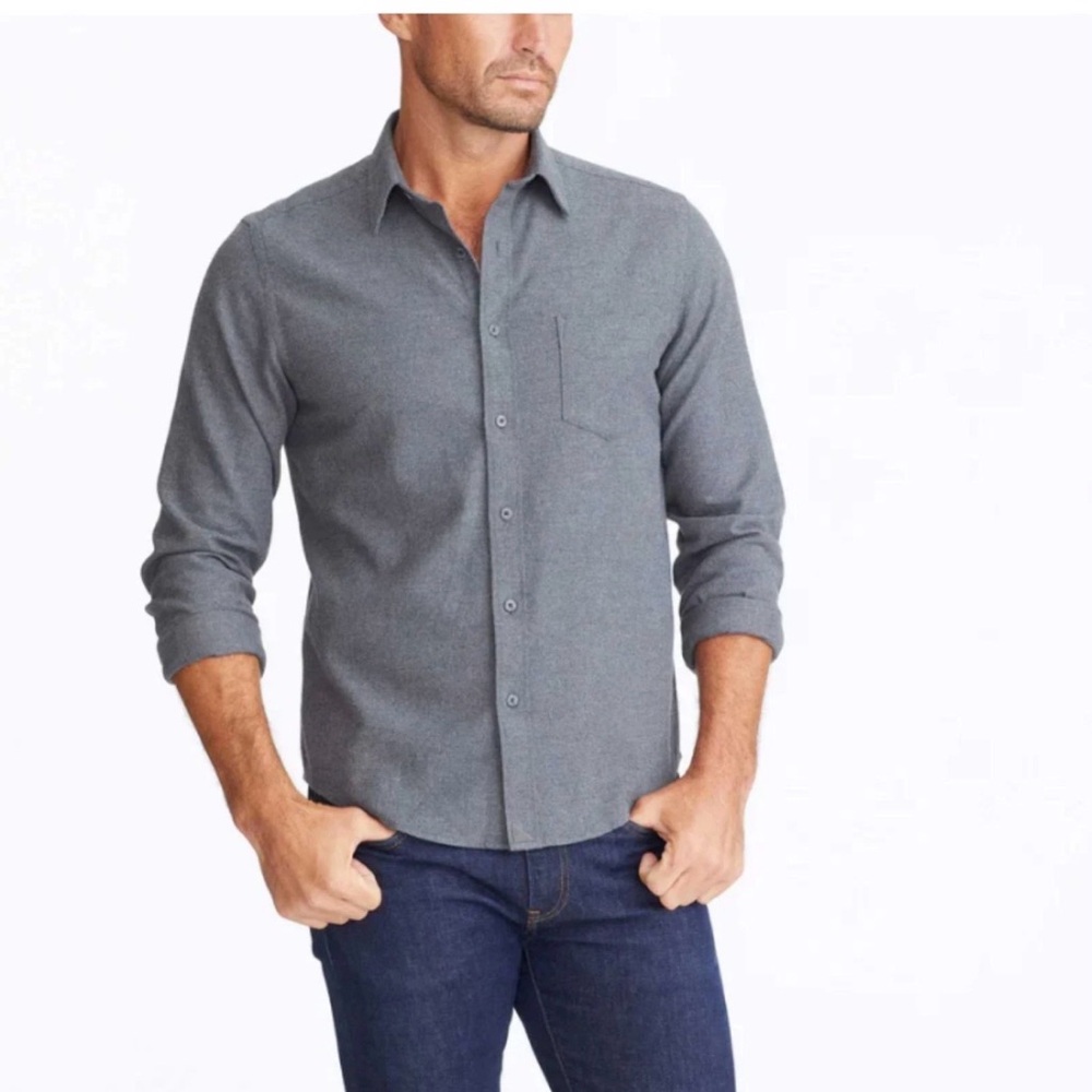 UNTUCKit Men's Grey Long Sleeves Flannel Regular Fit Button Up Shirt Size XL EUC